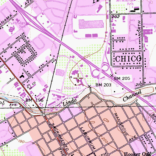 Topographic Map of Butte County Behavioral Health and Inpatient Services, CA