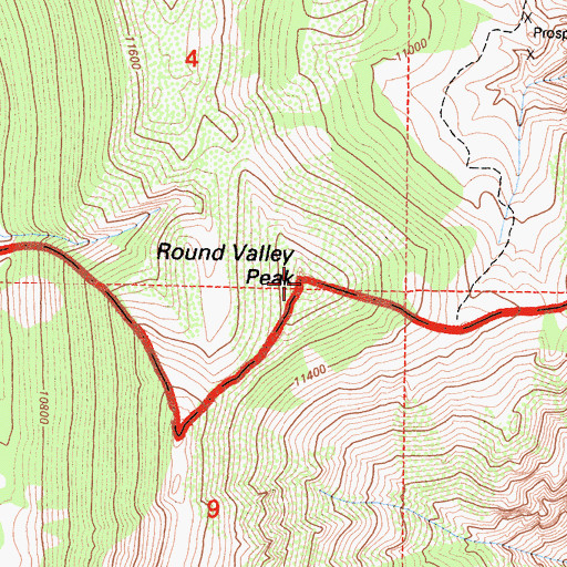 Topographic Map of Round Valley Peak, CA
