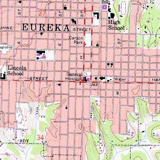 Topographic Map of Sempervirens Psychiatric Health Facility, CA