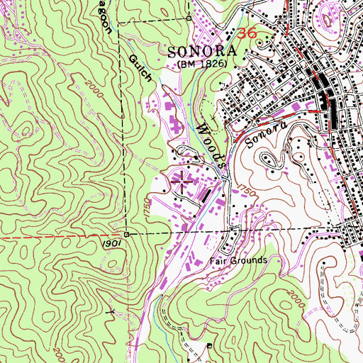 Topographic Map of Sonora Regional Medical Center Transitional Care Unit, CA