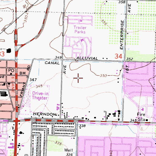 Topographic Map of Kaiser Permanente Fresno Medical Center, CA