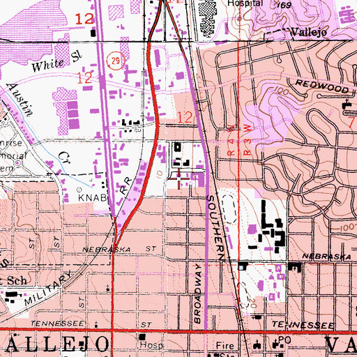 Topographic Map of Saint Helena Hospital Center for Behavioral Health, CA