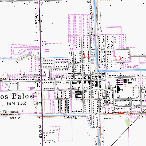 Topographic Map of Dos Palos Memorial Hospital, CA