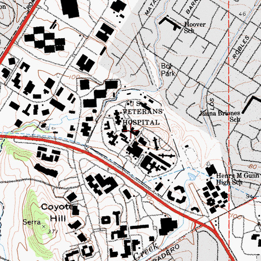 Topographic Map of Veterans Affairs Palo Alto Health Care System, CA