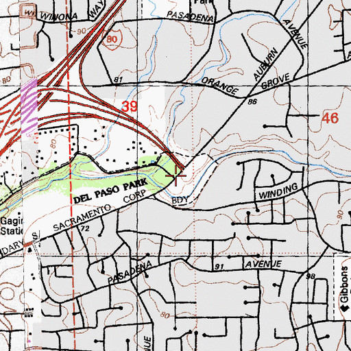 Topographic Map of Heritage Oaks Hospital, CA