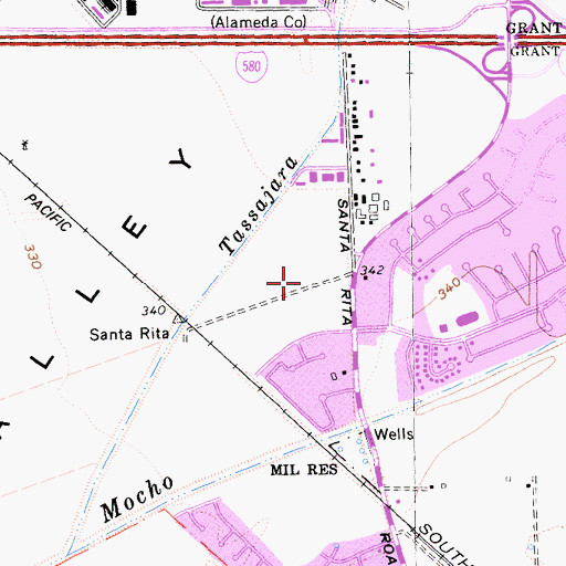 Topographic Map of Stanford Health Care - ValleyCare Medical Center, CA