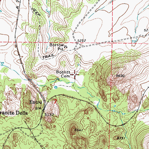 Topographic Map of Boblett Cemetery, AZ