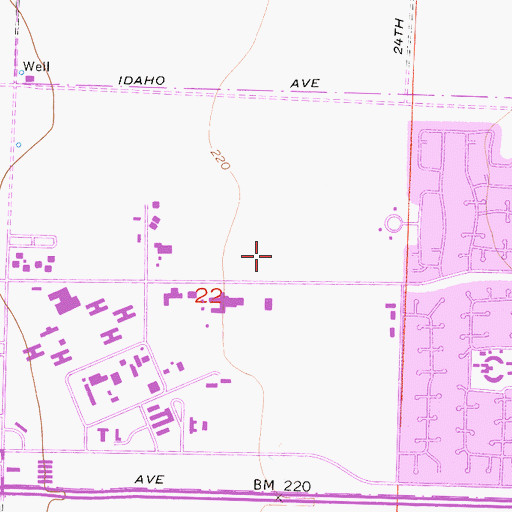 Topographic Map of Naval Hospital Lemoore, CA