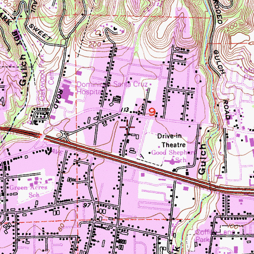 Topographic Map of Sutter Maternity and Surgery Center of Santa Cruz, CA