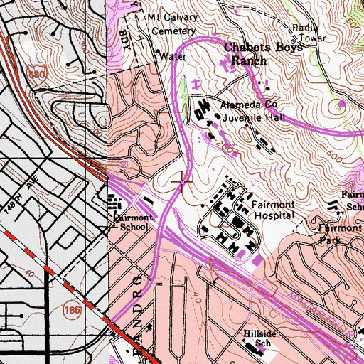 Topographic Map of John George Psychiatric Pavilion, CA