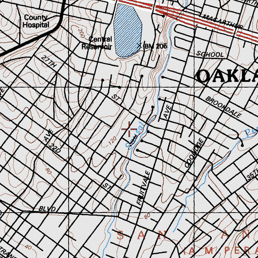 Topographic Map of Telecare Heritage Psychiatric Health Facility, CA