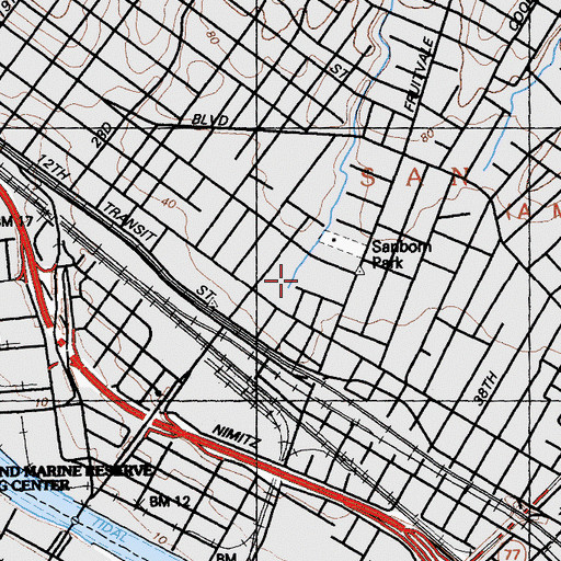 Topographic Map of Fruitvale Healthcare Center, CA
