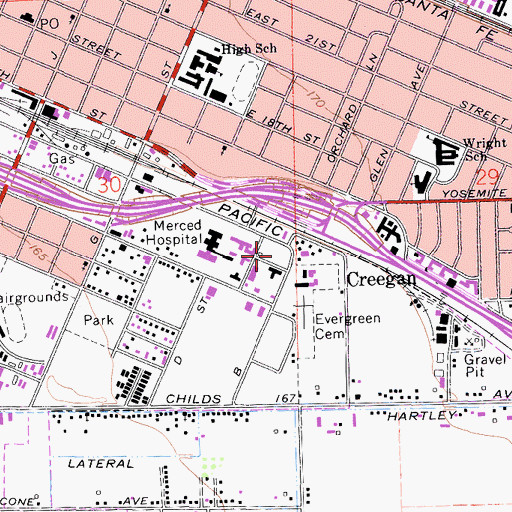 Topographic Map of Marie Green Psychiatric Center Psychiatric Health Facility, CA
