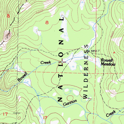 Topographic Map of Rowell Meadow, CA