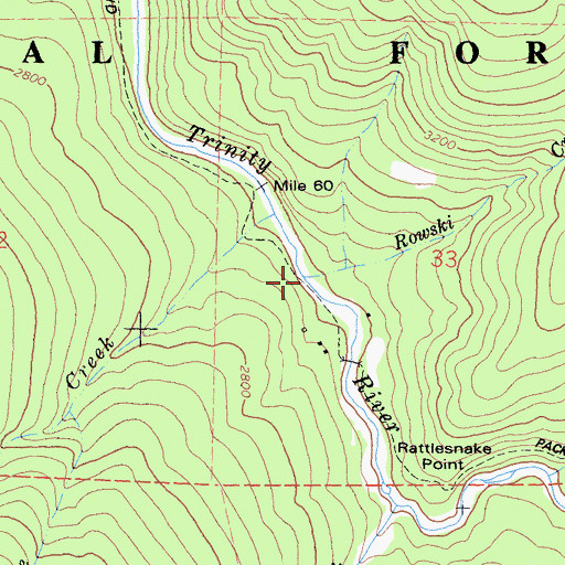 Topographic Map of Rowski Creek, CA