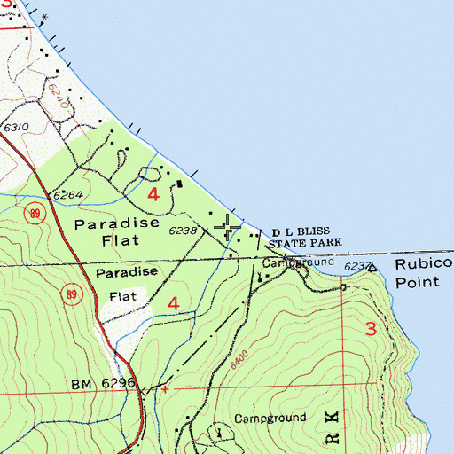 Topographic Map of Rubicon Creek, CA