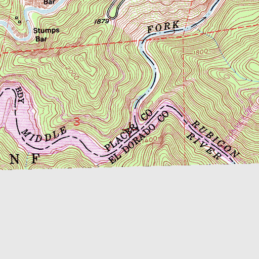 Topographic Map of Rubicon River, CA