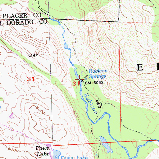 Topographic Map of Rubicon Springs, CA