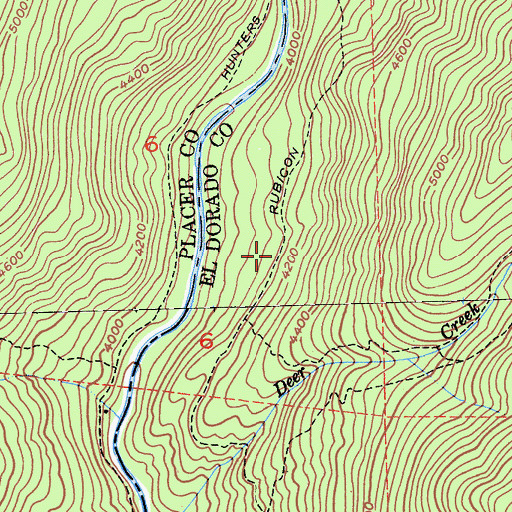 Topographic Map of Rubicon Trail, CA