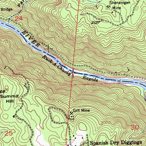 Topographic Map of Ruck-A-Chucky Rapids, CA
