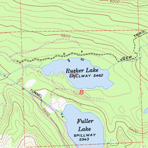 Topographic Map of Rucker Lake, CA