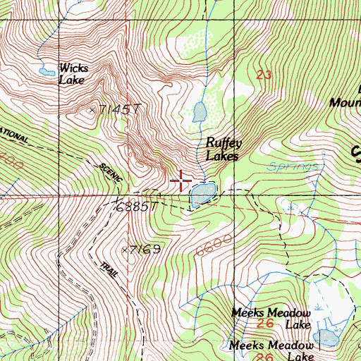 Topographic Map of Ruffey Lakes, CA