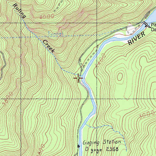 Topographic Map of Ruling Creek, CA