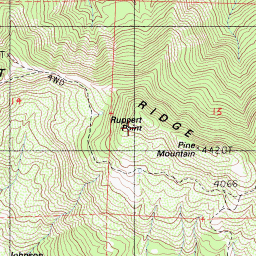 Topographic Map of Ruppert Ridge, CA