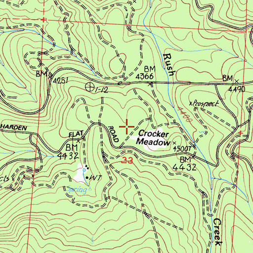 Topographic Map of Rush Creek (historical), CA