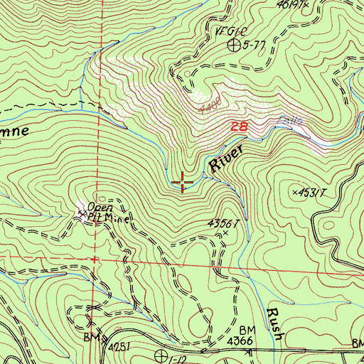 Topographic Map of Rush Creek, CA