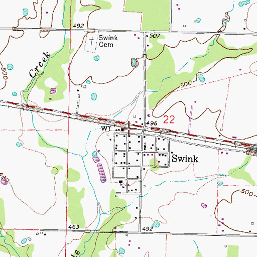 Topographic Map of Swink Volunteer Fire Department, OK
