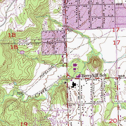 Topographic Map of Berryhill Fire Protection District Station 1, OK