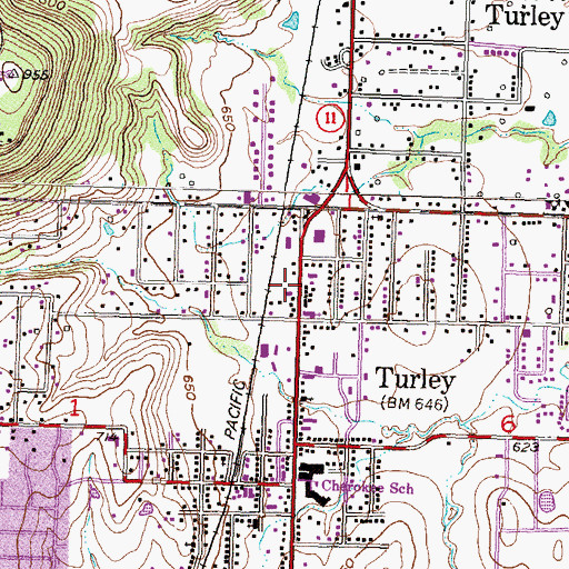 Topographic Map of Turley Fire and Rescue Company, OK