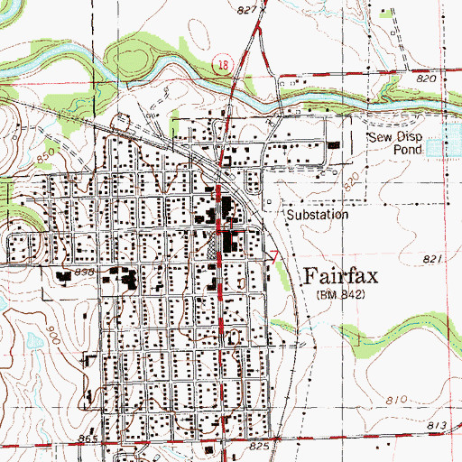 Topographic Map of Fairfax Volunteer Fire Department, OK