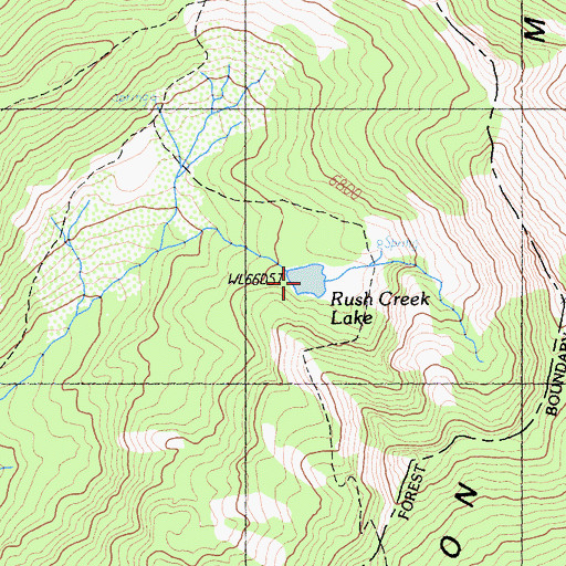 Topographic Map of Rush Creek Lake, CA