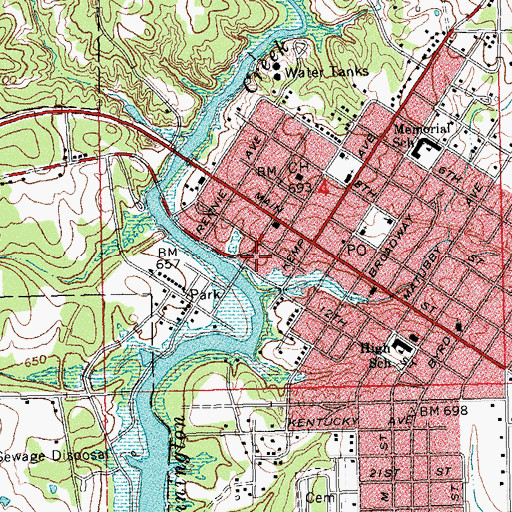 Topographic Map of Tishomingo Fire Department, OK