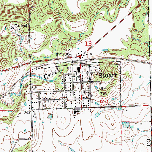 Topographic Map of Stuart Fire Department, OK