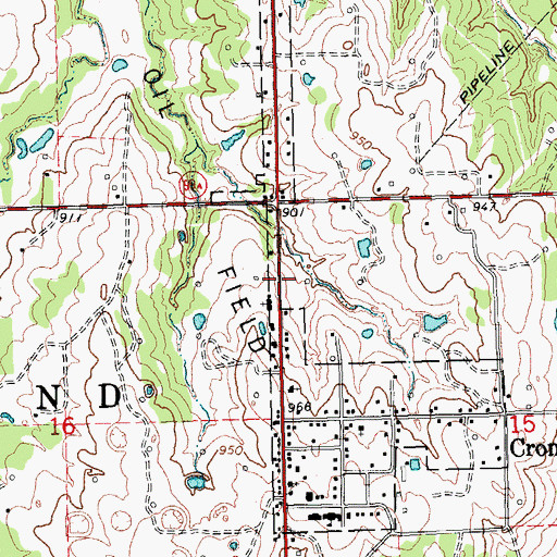Topographic Map of Cromwell Volunteer Fire Department, OK