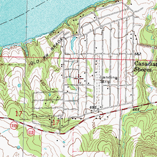 Topographic Map of Canadian Shores Volunteer Fire Department, OK
