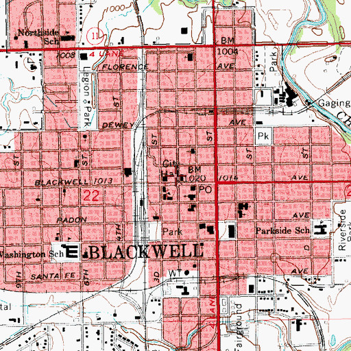 Topographic Map of Blackwell Fire Department and Ambulance Service, OK
