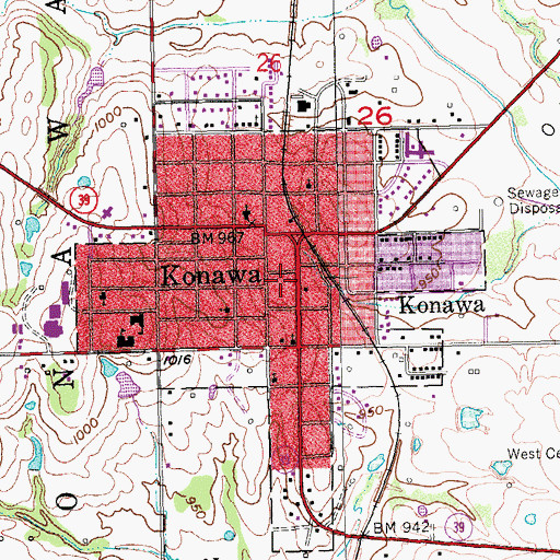 Topographic Map of Konawa Fire Department, OK