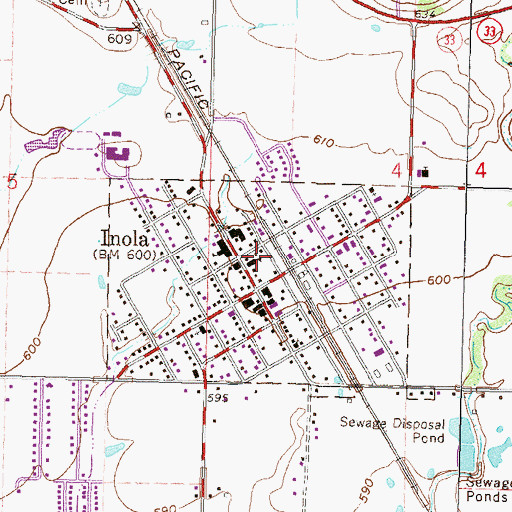 Topographic Map of Inola Fire Department Station 1 Headquarters, OK