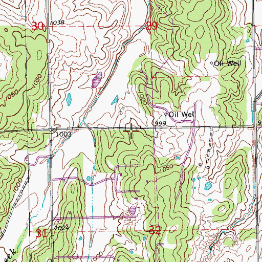 Topographic Map of Southwest Lincoln County Fire Protection District 1 Station 1, OK