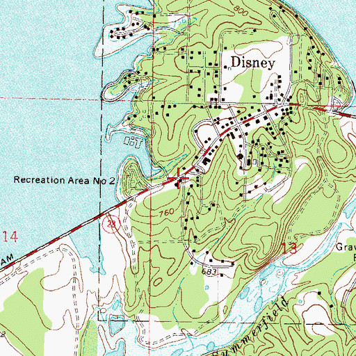 Topographic Map of Disney Fire Department, OK