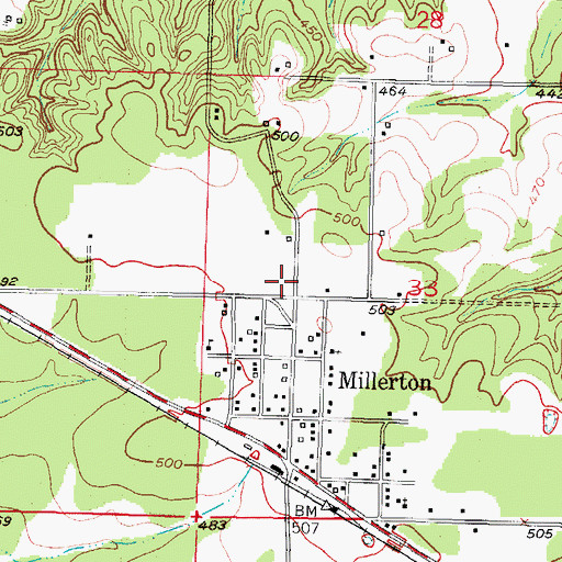 Topographic Map of Millerton Fire Department, OK