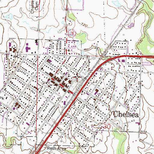 Topographic Map of Chelsea Fire Department, OK