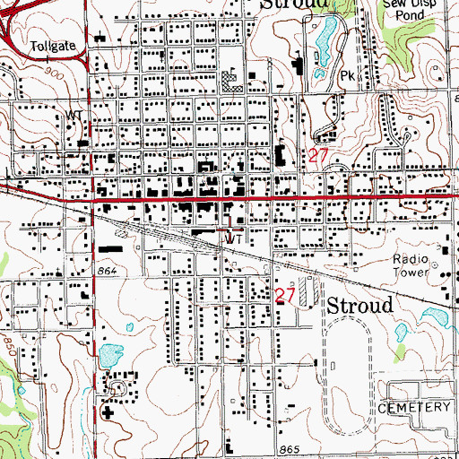 Topographic Map of Stroud Fire Department, OK
