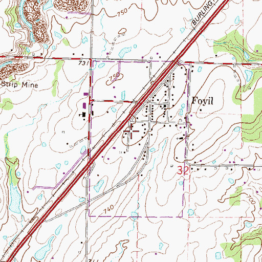 Topographic Map of Foyil Fire Protection District Station 1 Headquarters, OK