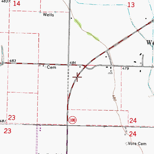 Topographic Map of Webbers Falls Volunteer Fire Department, OK