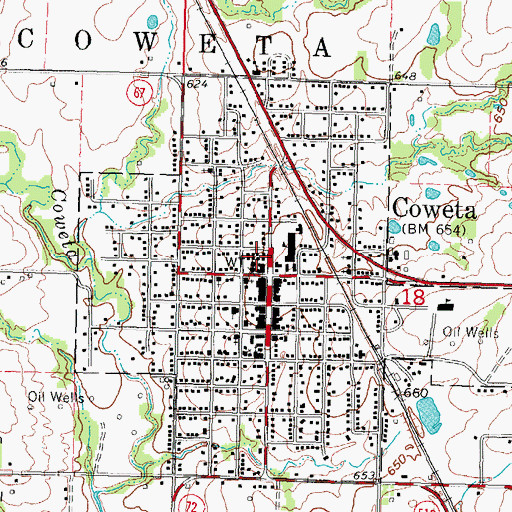 Topographic Map of Coweta Fire Department, OK